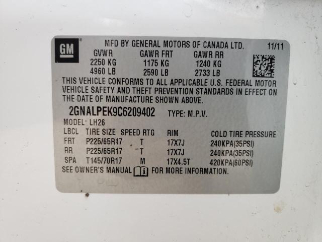 Photo 9 VIN: 2GNALPEK9C6209402 - CHEVROLET EQUINOX LT 