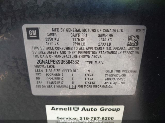 Photo 8 VIN: 2GNALPEK9D6304382 - CHEVROLET EQUINOX 