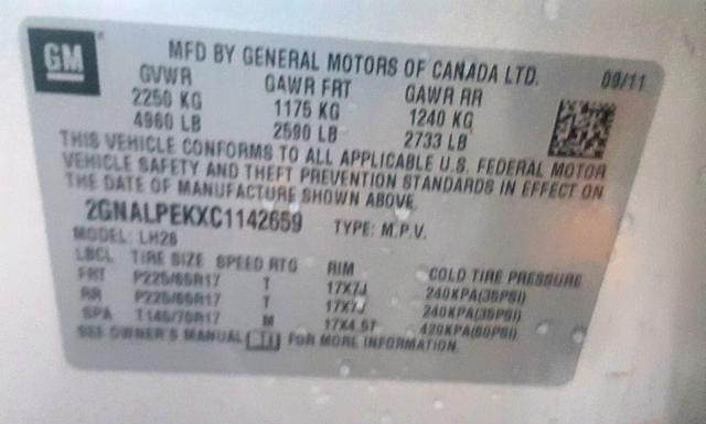 Photo 9 VIN: 2GNALPEKXC1142659 - CHEVROLET EQUINOX 