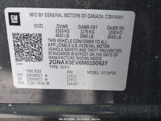 Photo 8 VIN: 2GNAX5EV6M6150927 - CHEVROLET EQUINOX 