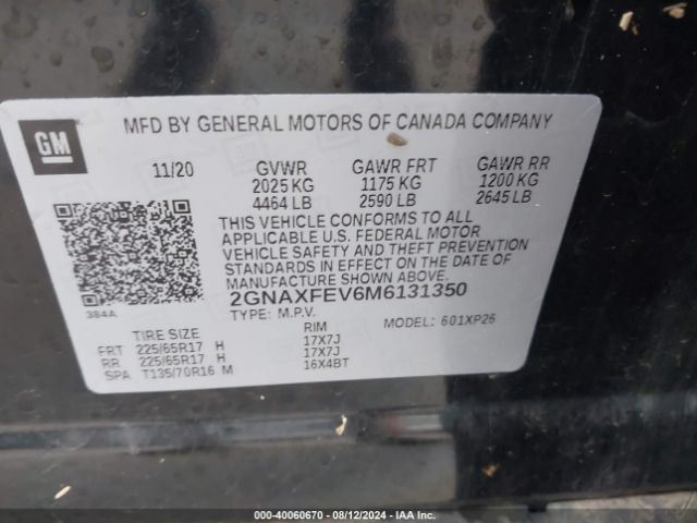 Photo 8 VIN: 2GNAXFEV6M6131350 - CHEVROLET EQUINOX 