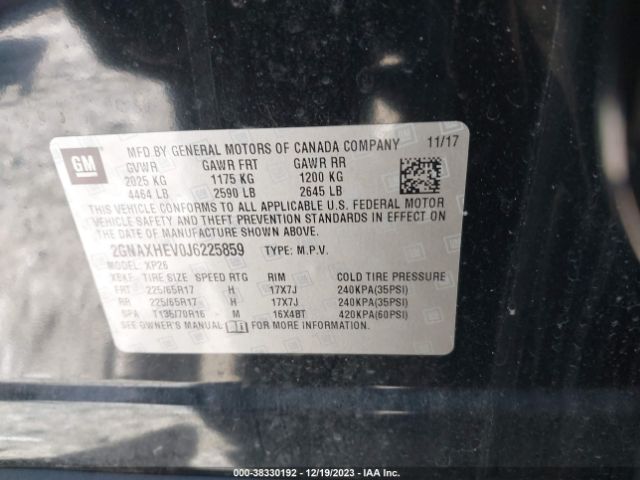 Photo 8 VIN: 2GNAXHEV0J6225859 - CHEVROLET EQUINOX 