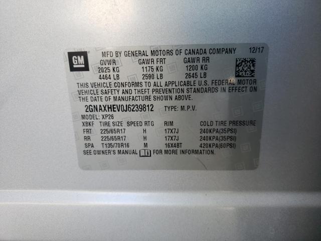 Photo 9 VIN: 2GNAXHEV0J6239812 - CHEVROLET EQUINOX LS 