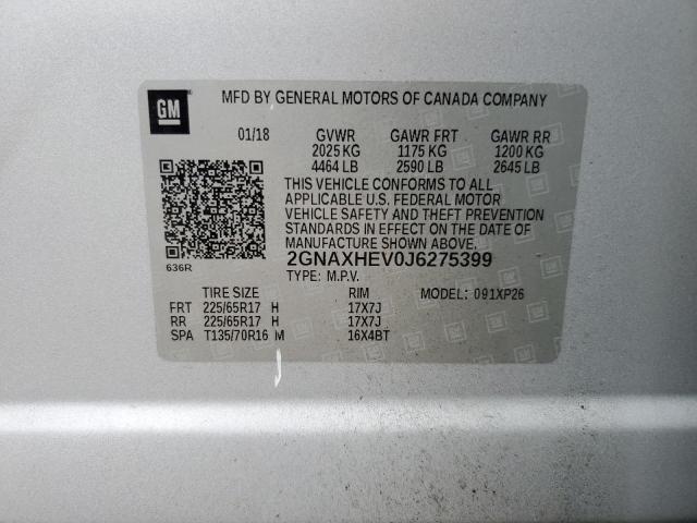 Photo 13 VIN: 2GNAXHEV0J6275399 - CHEVROLET EQUINOX LS 