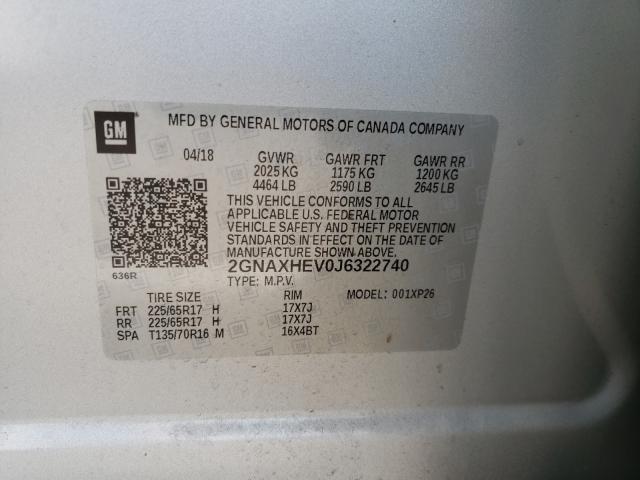 Photo 9 VIN: 2GNAXHEV0J6322740 - CHEVROLET EQUINOX LS 