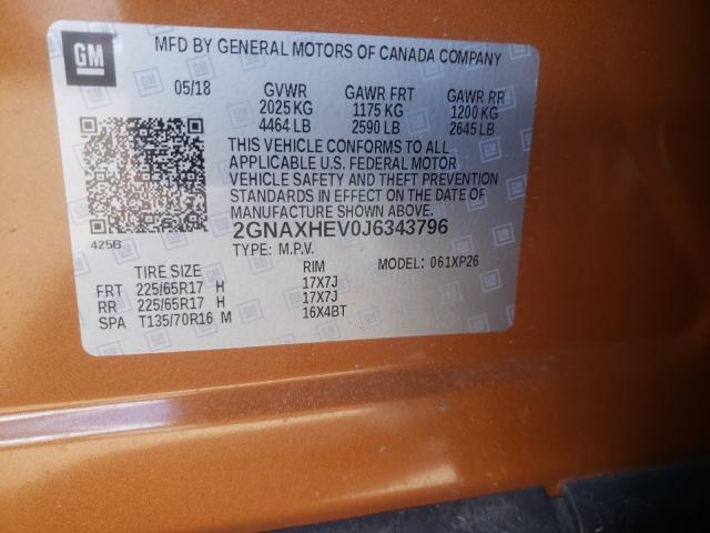 Photo 9 VIN: 2GNAXHEV0J6343796 - CHEVROLET EQUINOX LS 