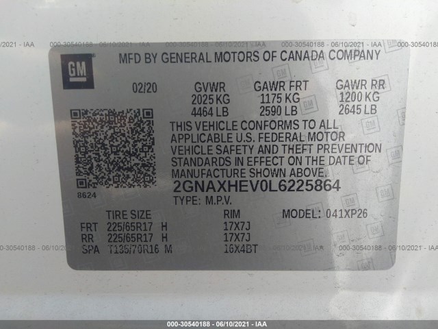 Photo 8 VIN: 2GNAXHEV0L6225864 - CHEVROLET EQUINOX 