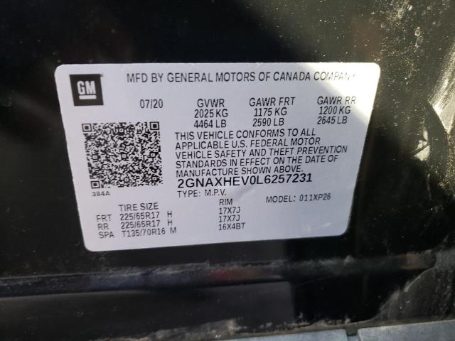 Photo 9 VIN: 2GNAXHEV0L6257231 - CHEVROLET EQUINOX LS 