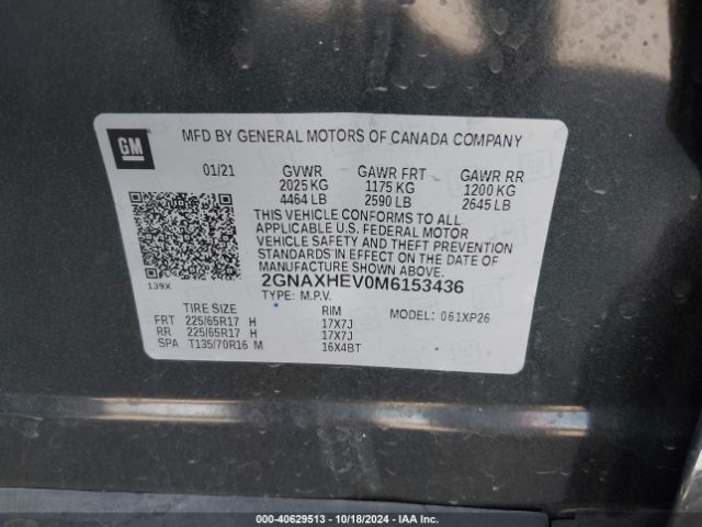 Photo 8 VIN: 2GNAXHEV0M6153436 - CHEVROLET EQUINOX 