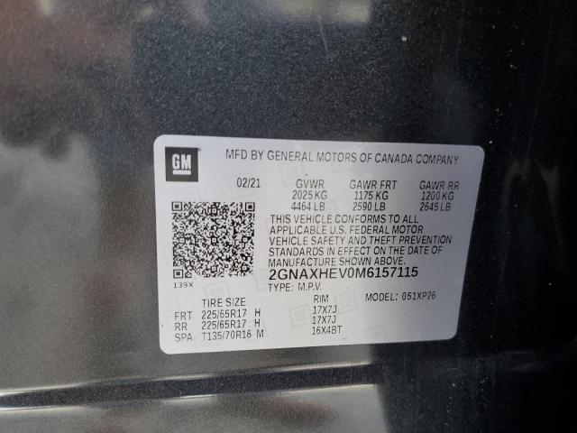 Photo 12 VIN: 2GNAXHEV0M6157115 - CHEVROLET EQUINOX LS 