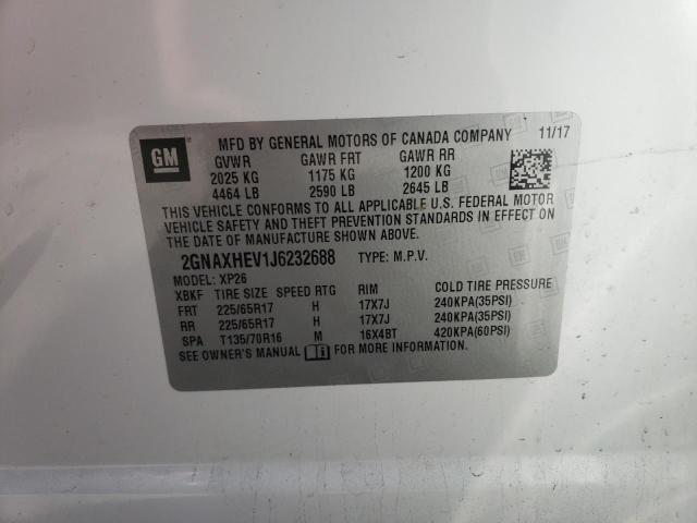 Photo 9 VIN: 2GNAXHEV1J6232688 - CHEVROLET EQUINOX LS 