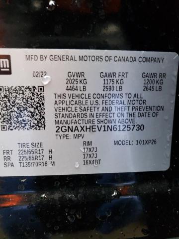 Photo 12 VIN: 2GNAXHEV1N6125730 - CHEVROLET EQUINOX LS 