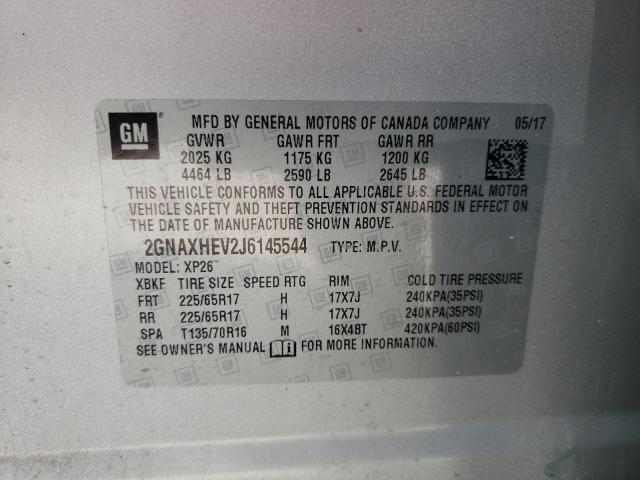 Photo 9 VIN: 2GNAXHEV2J6145544 - CHEVROLET EQUINOX LS 