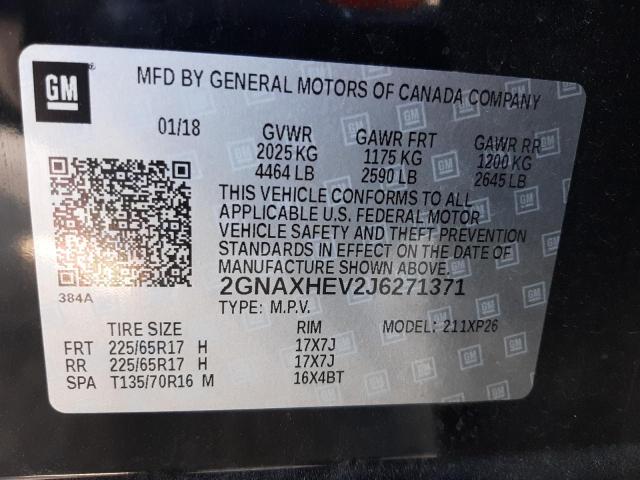 Photo 9 VIN: 2GNAXHEV2J6271371 - CHEVROLET EQUINOX LS 