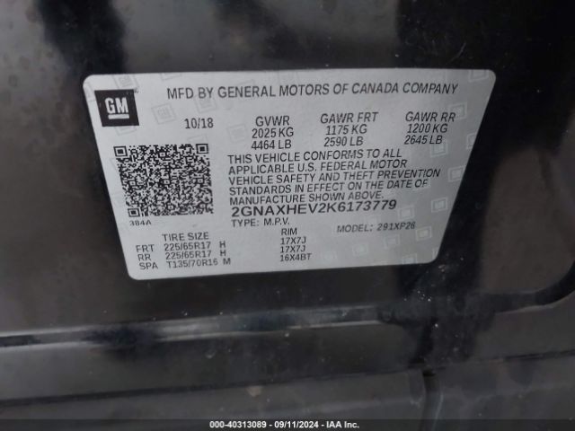 Photo 8 VIN: 2GNAXHEV2K6173779 - CHEVROLET EQUINOX 