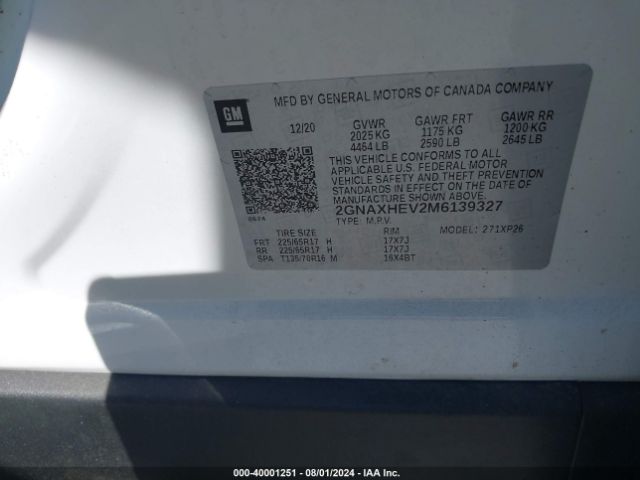 Photo 8 VIN: 2GNAXHEV2M6139327 - CHEVROLET EQUINOX 