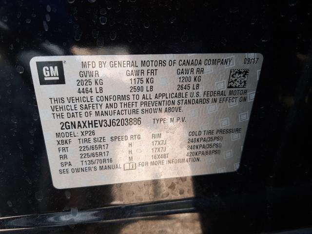 Photo 9 VIN: 2GNAXHEV3J6203886 - CHEVROLET EQUINOX LS 