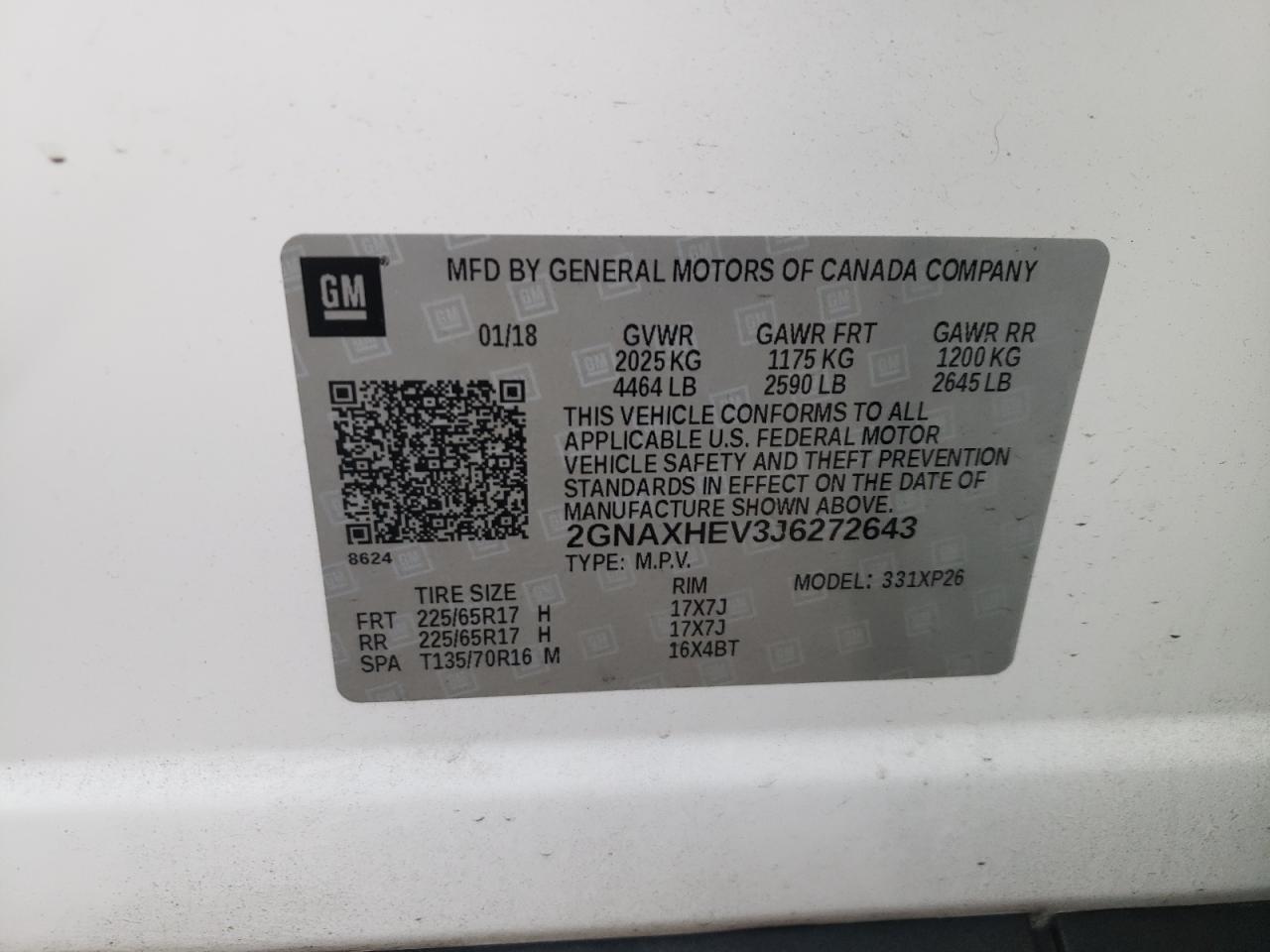 Photo 11 VIN: 2GNAXHEV3J6272643 - CHEVROLET EQUINOX 