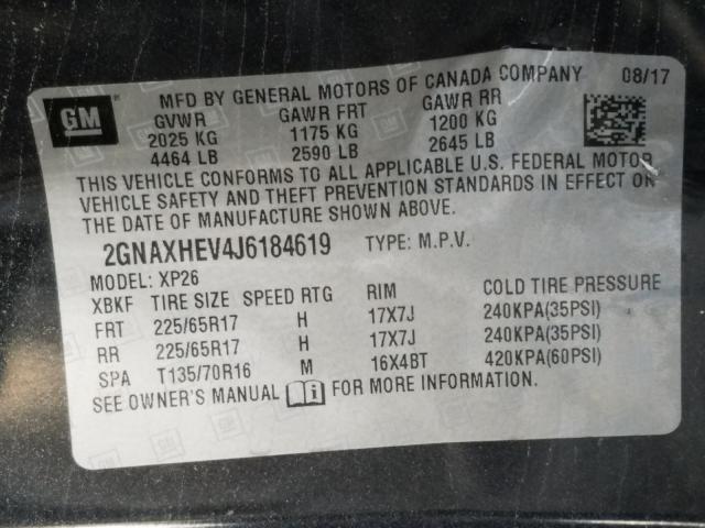 Photo 9 VIN: 2GNAXHEV4J6184619 - CHEVROLET EQUINOX LS 