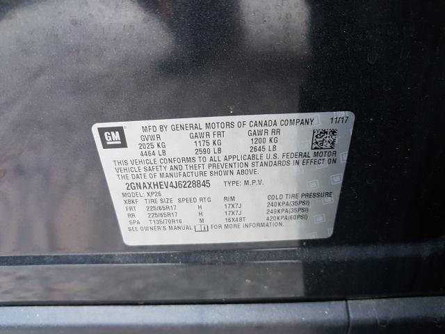 Photo 9 VIN: 2GNAXHEV4J6228845 - CHEVROLET EQUINOX LS 