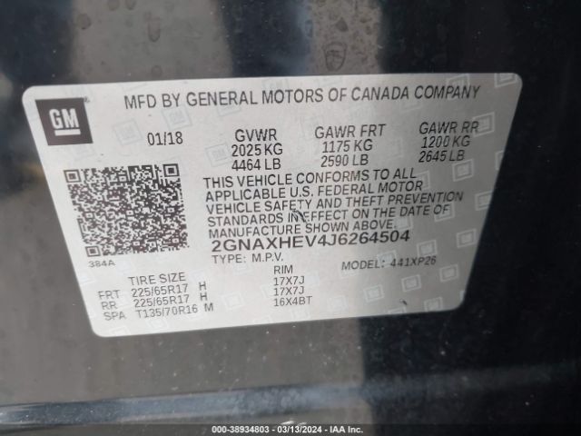 Photo 8 VIN: 2GNAXHEV4J6264504 - CHEVROLET EQUINOX 