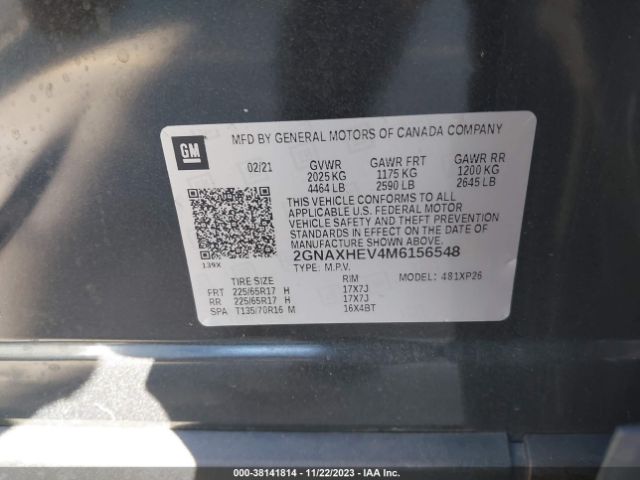 Photo 8 VIN: 2GNAXHEV4M6156548 - CHEVROLET EQUINOX 