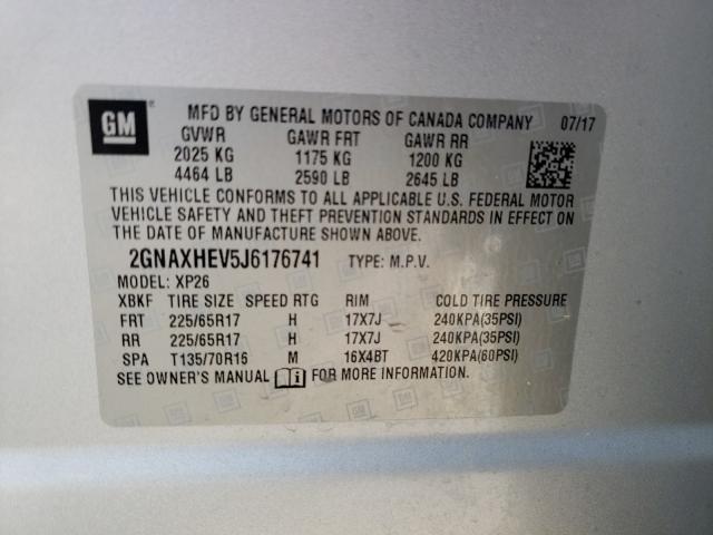 Photo 9 VIN: 2GNAXHEV5J6176741 - CHEVROLET EQUINOX LS 