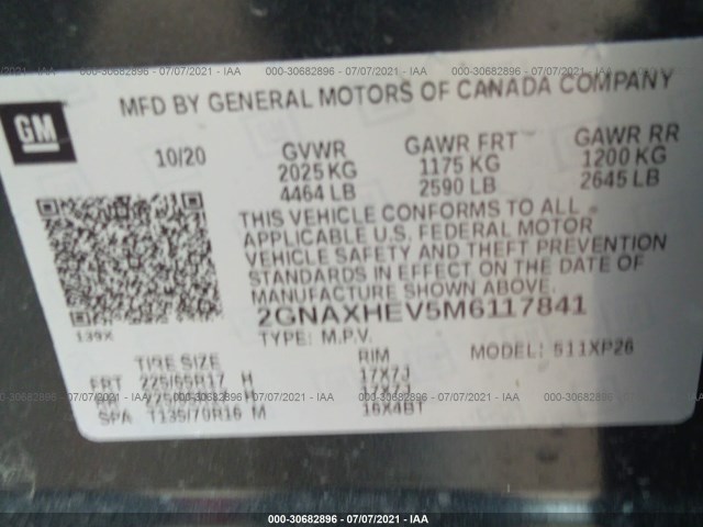 Photo 8 VIN: 2GNAXHEV5M6117841 - CHEVROLET EQUINOX 