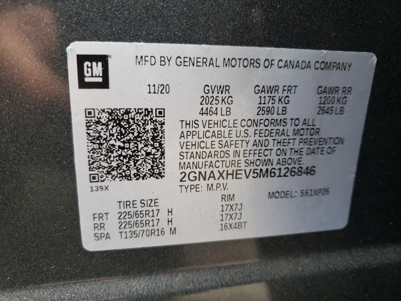 Photo 12 VIN: 2GNAXHEV5M6126846 - CHEVROLET EQUINOX 