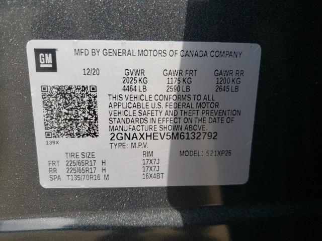 Photo 9 VIN: 2GNAXHEV5M6132792 - CHEVROLET EQUINOX LS 