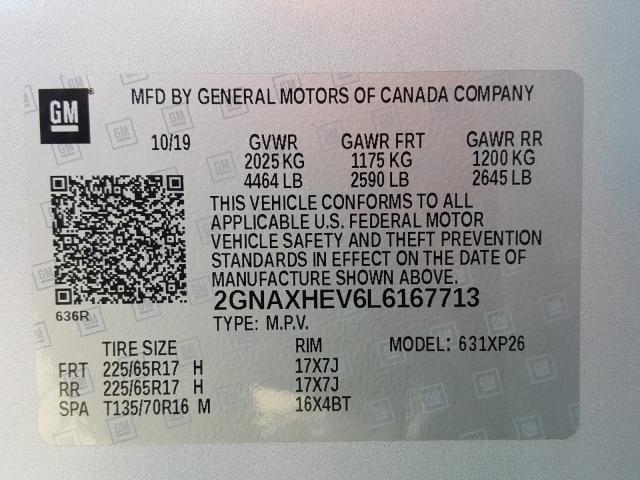 Photo 9 VIN: 2GNAXHEV6L6167713 - CHEVROLET EQUINOX LS 