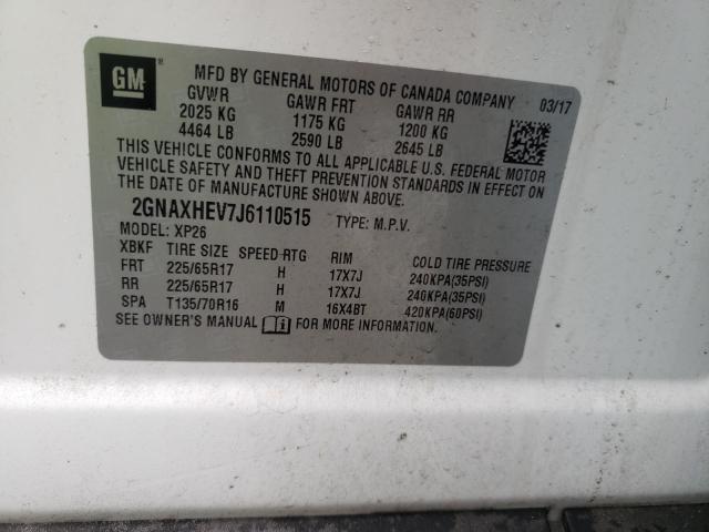 Photo 9 VIN: 2GNAXHEV7J6110515 - CHEVROLET EQUINOX LS 