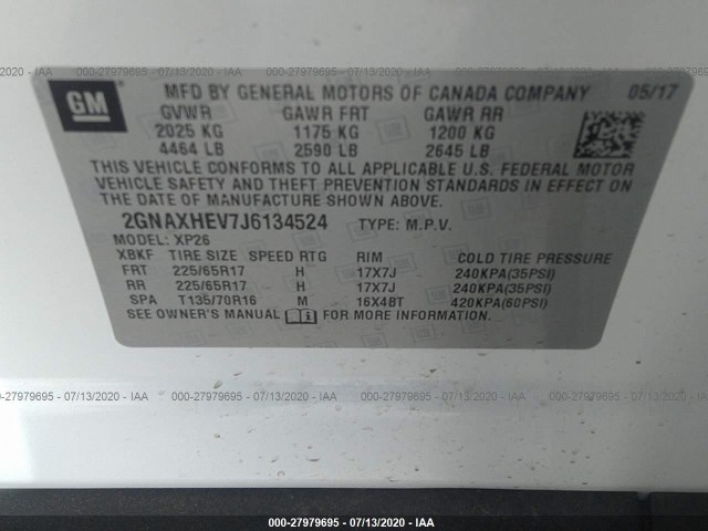 Photo 8 VIN: 2GNAXHEV7J6134524 - CHEVROLET EQUINOX 