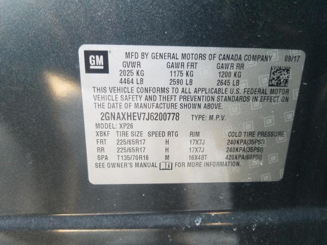 Photo 13 VIN: 2GNAXHEV7J6200778 - CHEVROLET EQUINOX LS 