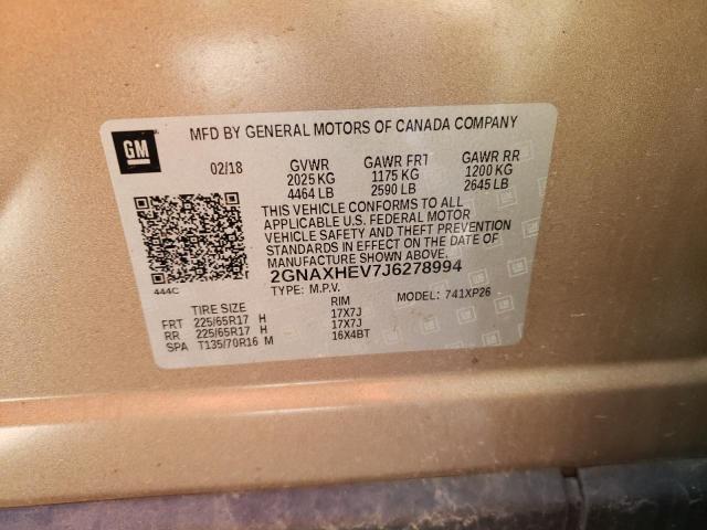 Photo 9 VIN: 2GNAXHEV7J6278994 - CHEVROLET EQUINOX LS 