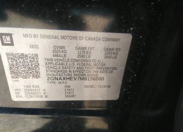 Photo 8 VIN: 2GNAXHEV7M6156060 - CHEVROLET EQUINOX 