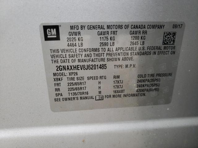 Photo 9 VIN: 2GNAXHEV8J6201485 - CHEVROLET EQUINOX LS 