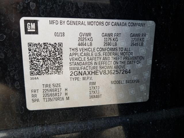 Photo 9 VIN: 2GNAXHEV8J6257264 - CHEVROLET EQUINOX LS 