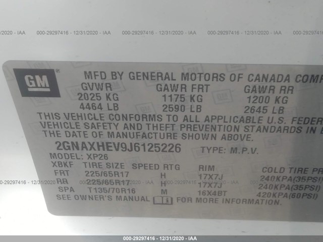 Photo 8 VIN: 2GNAXHEV9J6125226 - CHEVROLET EQUINOX 