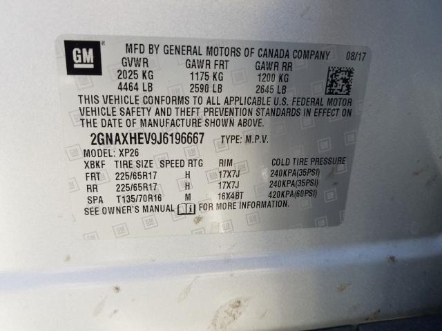 Photo 9 VIN: 2GNAXHEV9J6196667 - CHEVROLET EQUINOX LS 