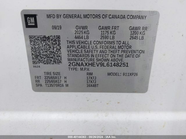 Photo 8 VIN: 2GNAXHEV9L6148251 - CHEVROLET EQUINOX 