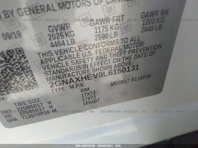 Photo 8 VIN: 2GNAXHEV9L6150131 - CHEVROLET EQUINOX 