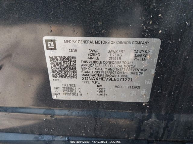 Photo 8 VIN: 2GNAXHEV9L6171271 - CHEVROLET EQUINOX 