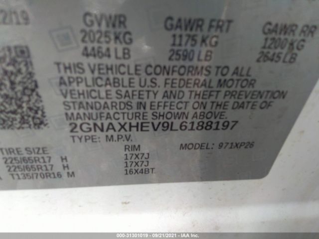 Photo 8 VIN: 2GNAXHEV9L6188197 - CHEVROLET EQUINOX 