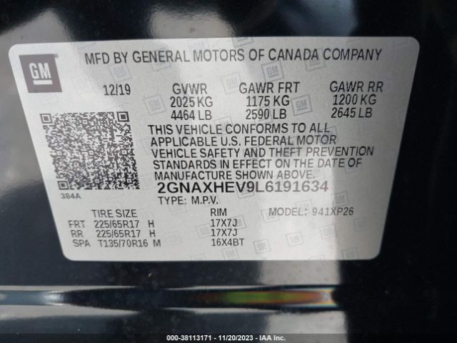 Photo 8 VIN: 2GNAXHEV9L6191634 - CHEVROLET EQUINOX 