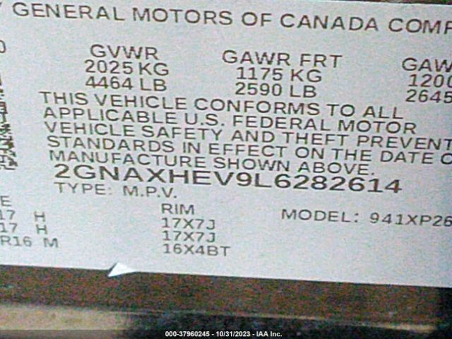 Photo 8 VIN: 2GNAXHEV9L6282614 - CHEVROLET EQUINOX 