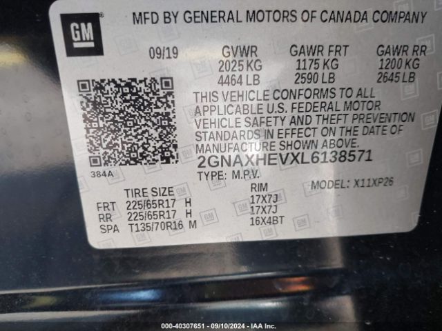 Photo 8 VIN: 2GNAXHEVXL6138571 - CHEVROLET EQUINOX 