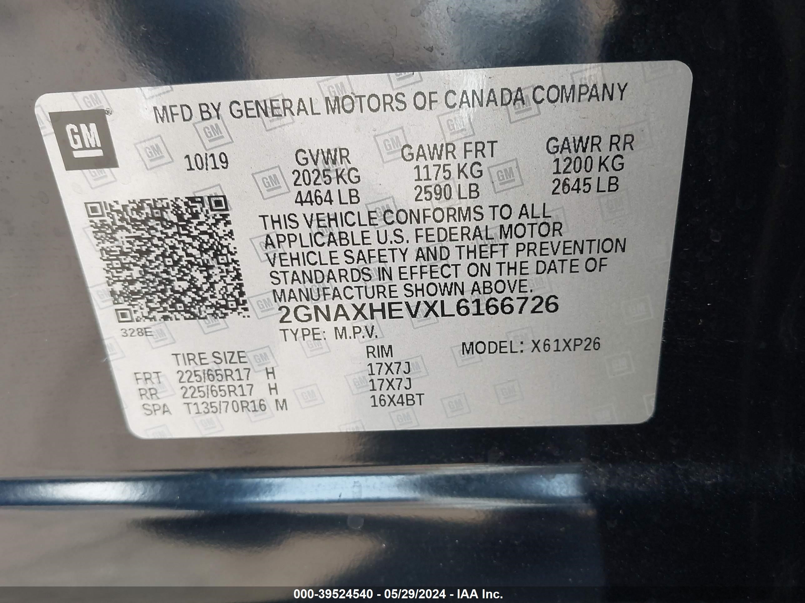 Photo 8 VIN: 2GNAXHEVXL6166726 - CHEVROLET EQUINOX 