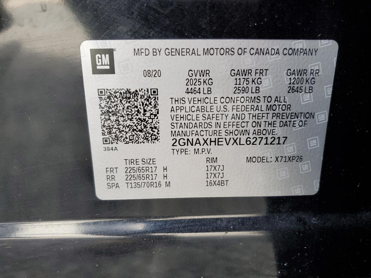 Photo 12 VIN: 2GNAXHEVXL6271217 - CHEVROLET EQUINOX 