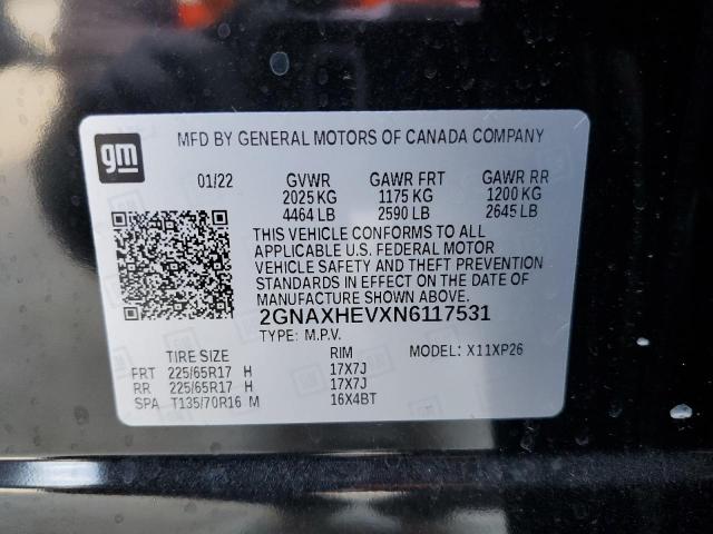 Photo 9 VIN: 2GNAXHEVXN6117531 - CHEVROLET EQUINOX LS 